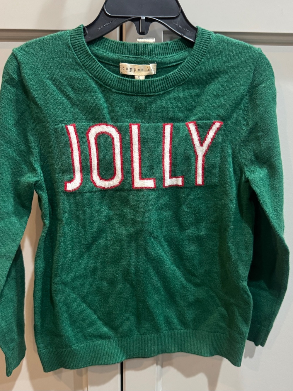 Copper Key Green 'JOLLY' Crewneck Holiday Sweater